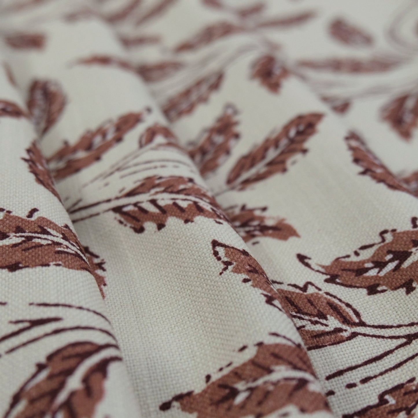 Sorrel Woodrose Deep Red Leaf Fabric - Burgundy Botanical Print