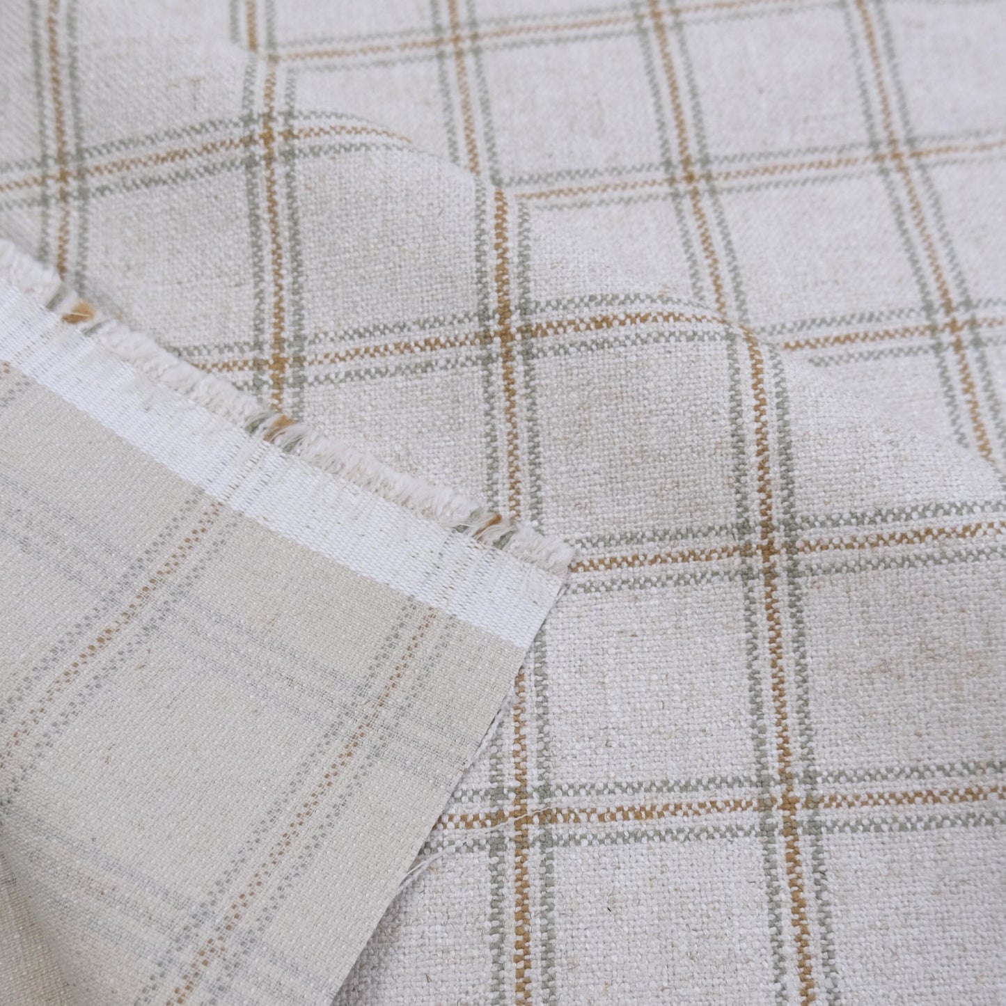 Windowpane Fabric by the Yard Beige