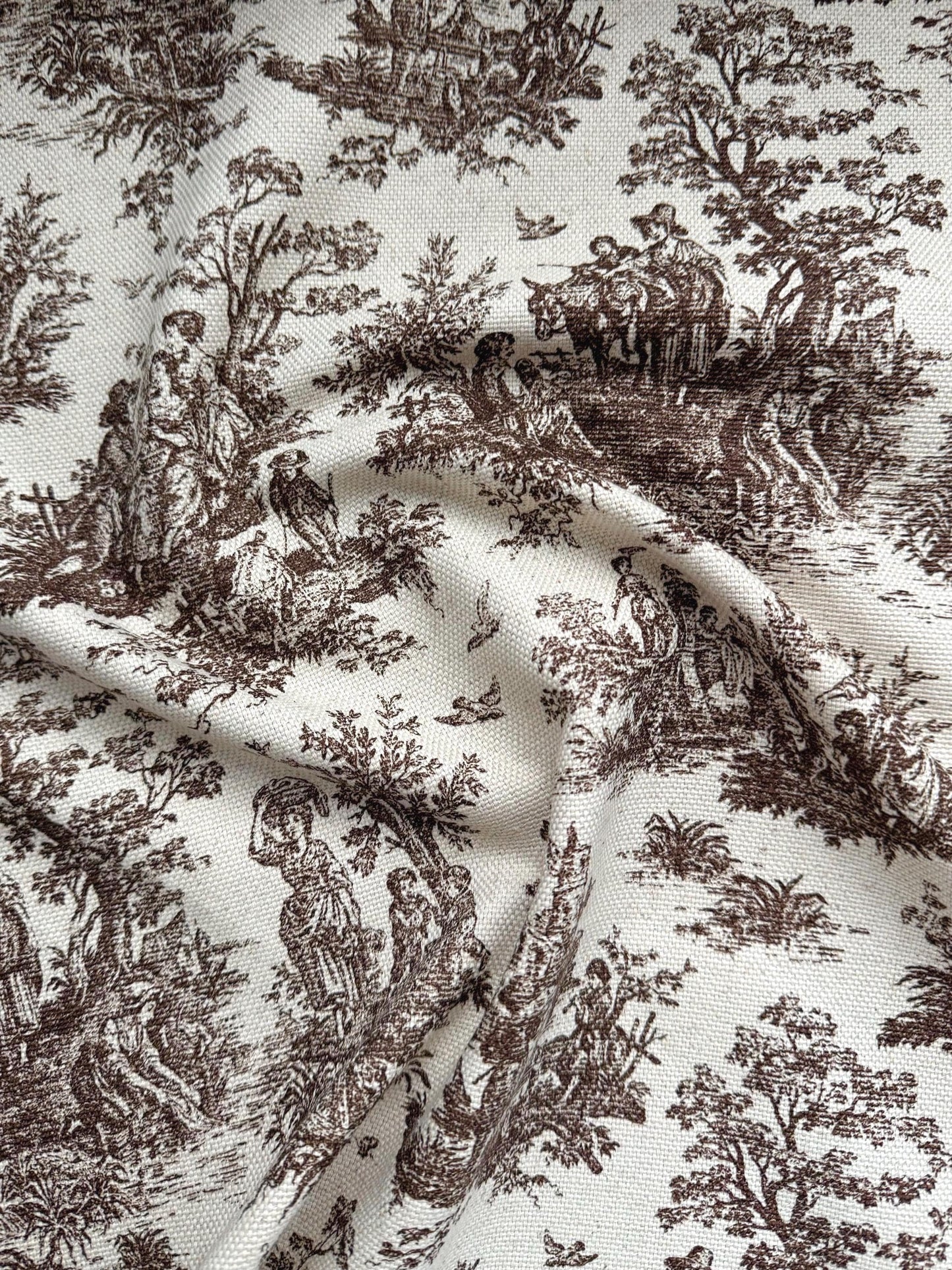 Brown Toile Cotton Fabric French Country Look