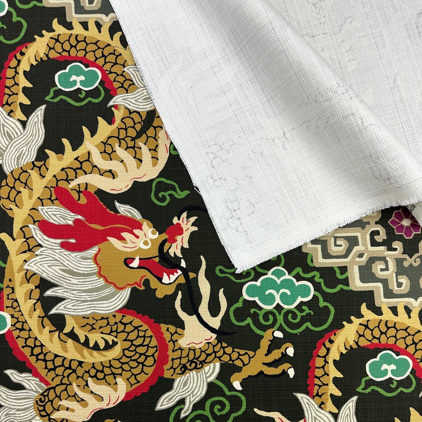 Fabric Yardage Grandma Gift Chinese Dragon Print Oriental Decor