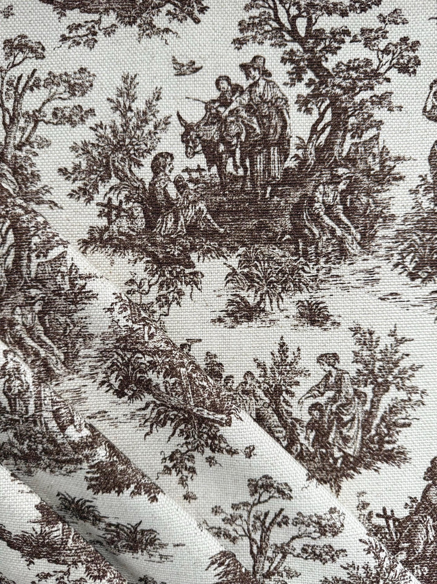Brown Toile Cotton Fabric French Country Look