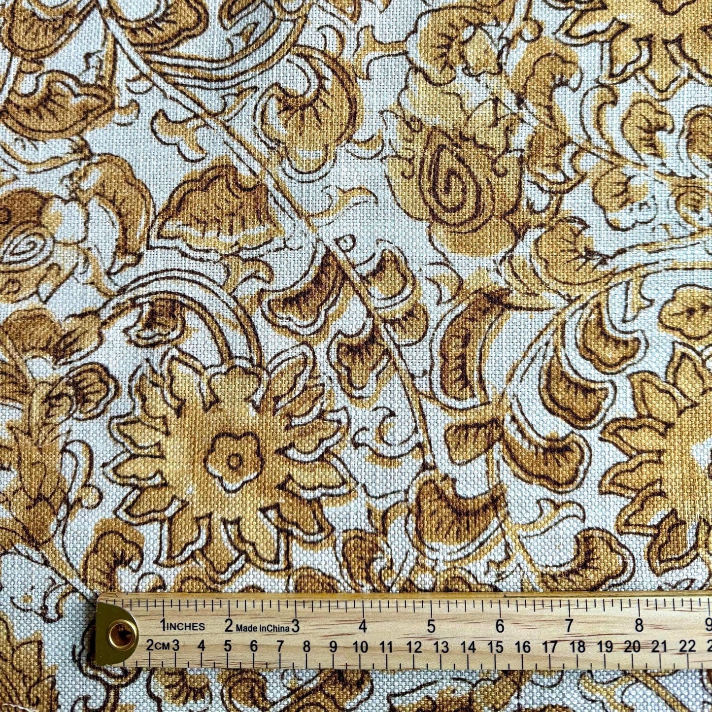 Yellow Vintage Style Upholstery Material French Country Drapery Fabric Gold Floral Print