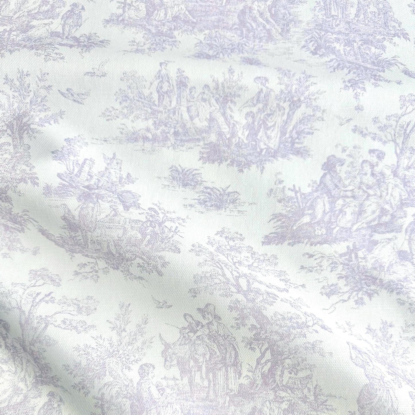 Lavender Toile Fabric French Provincial Craft Making Material Scenic Vintage Style DIY Sewing for Home Projects Custom Special Gift Wrap Idea lilac color