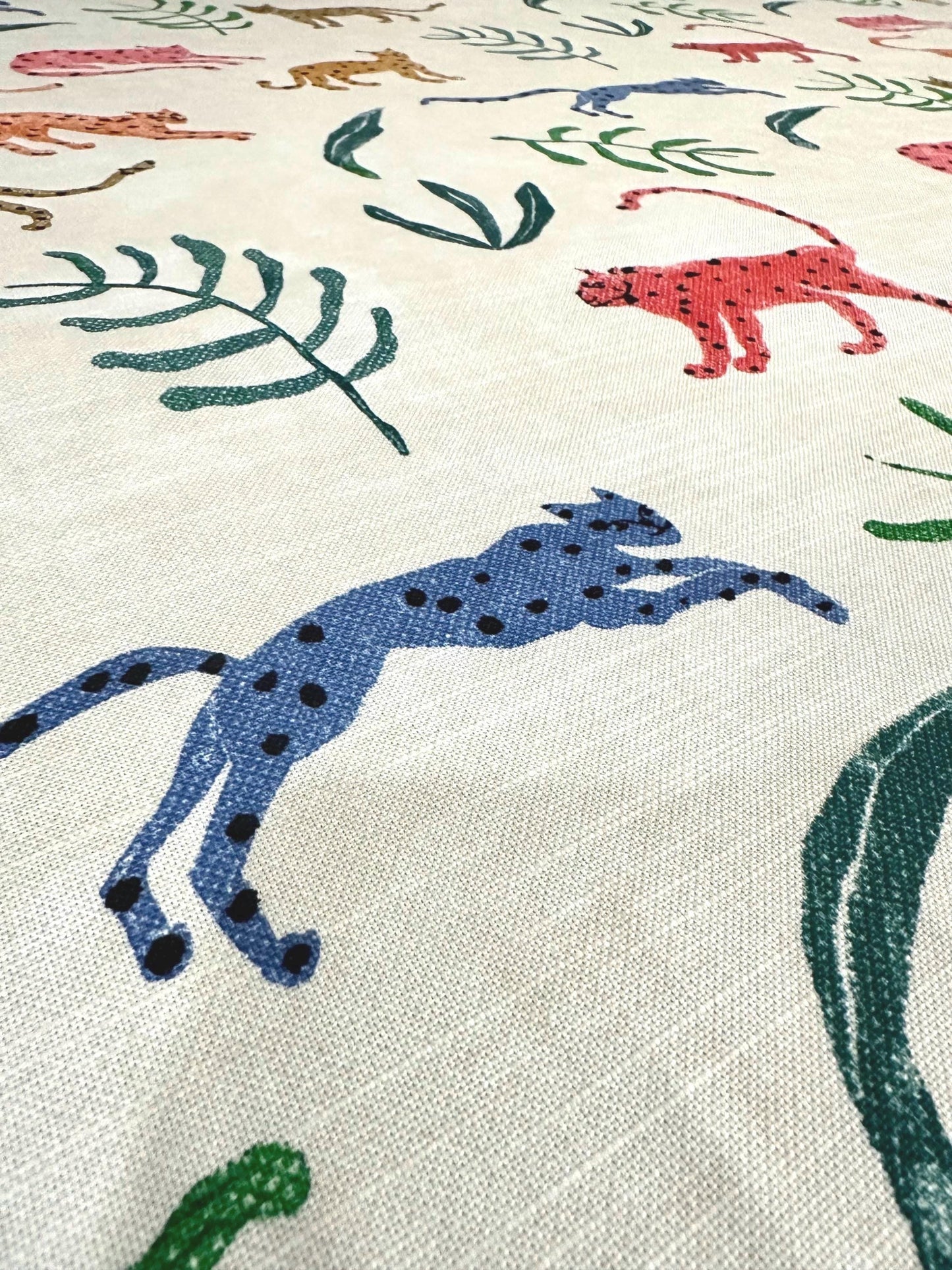 Zari Multicolor Jungle Big Cat Print Fabric - Safari Nursery & Home Decor