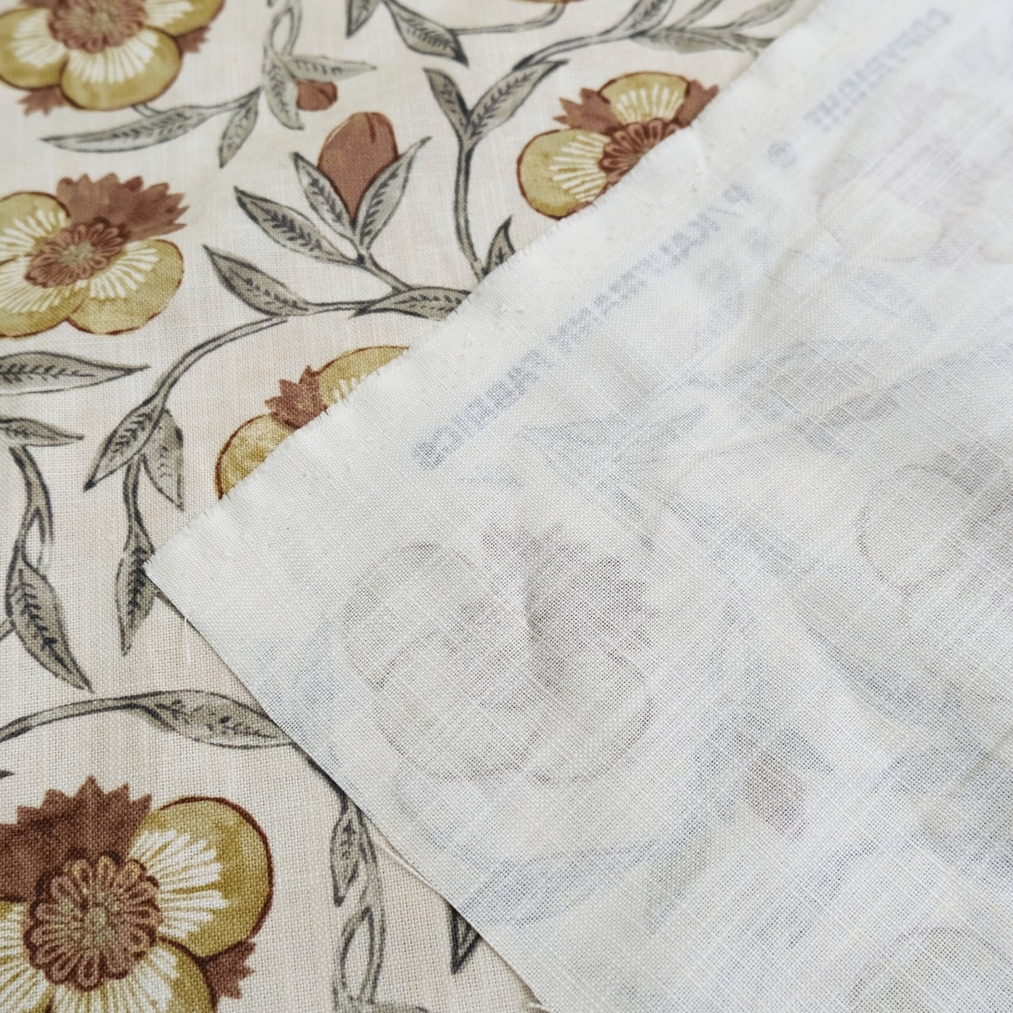 Aveline Turmeric Rust Yellow Floral Print Fabric- Designer Window Drapery & Upholstery