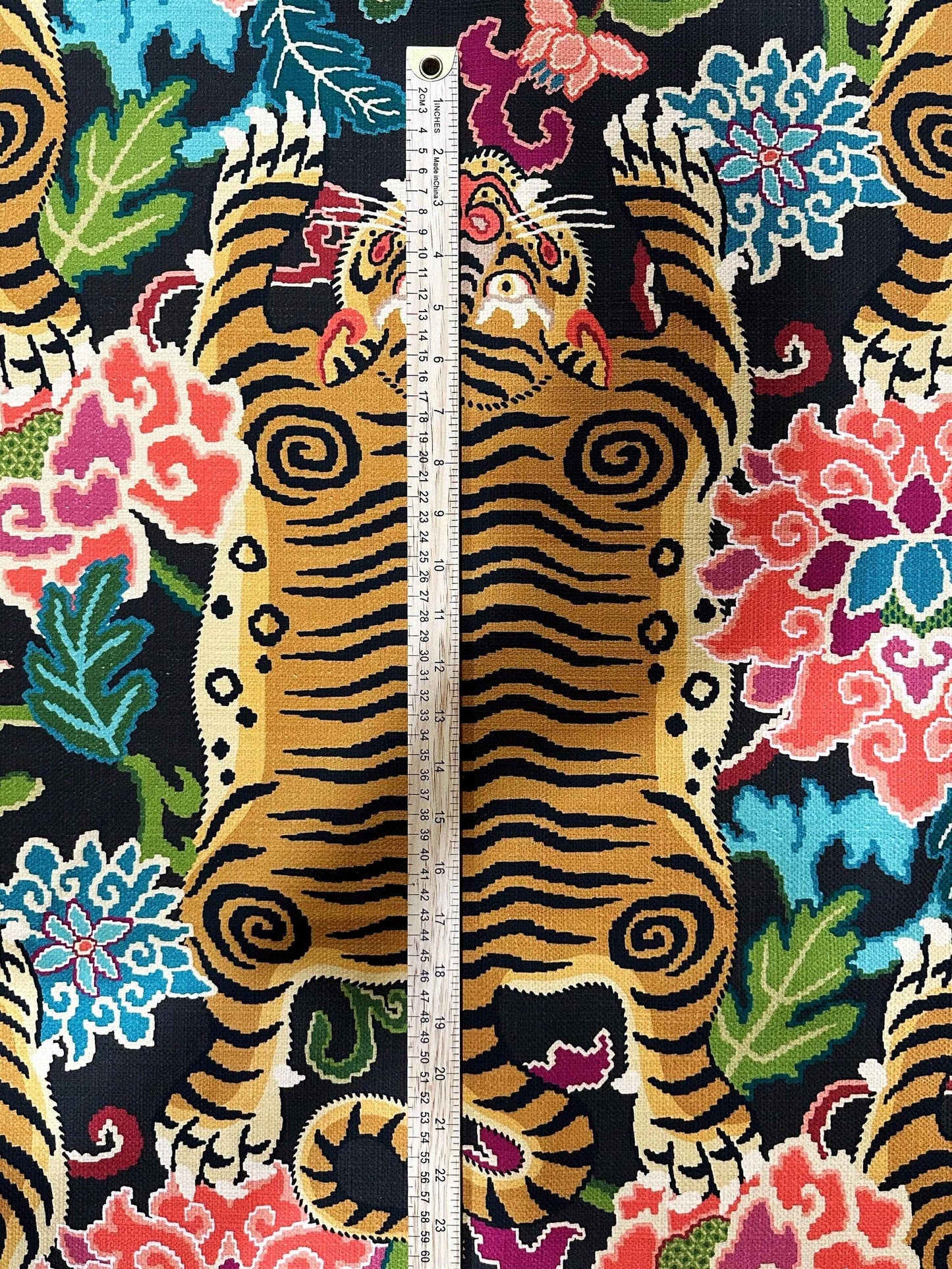 tibetan tiger fabric chinoiserie fabric by the yard animal print fabric