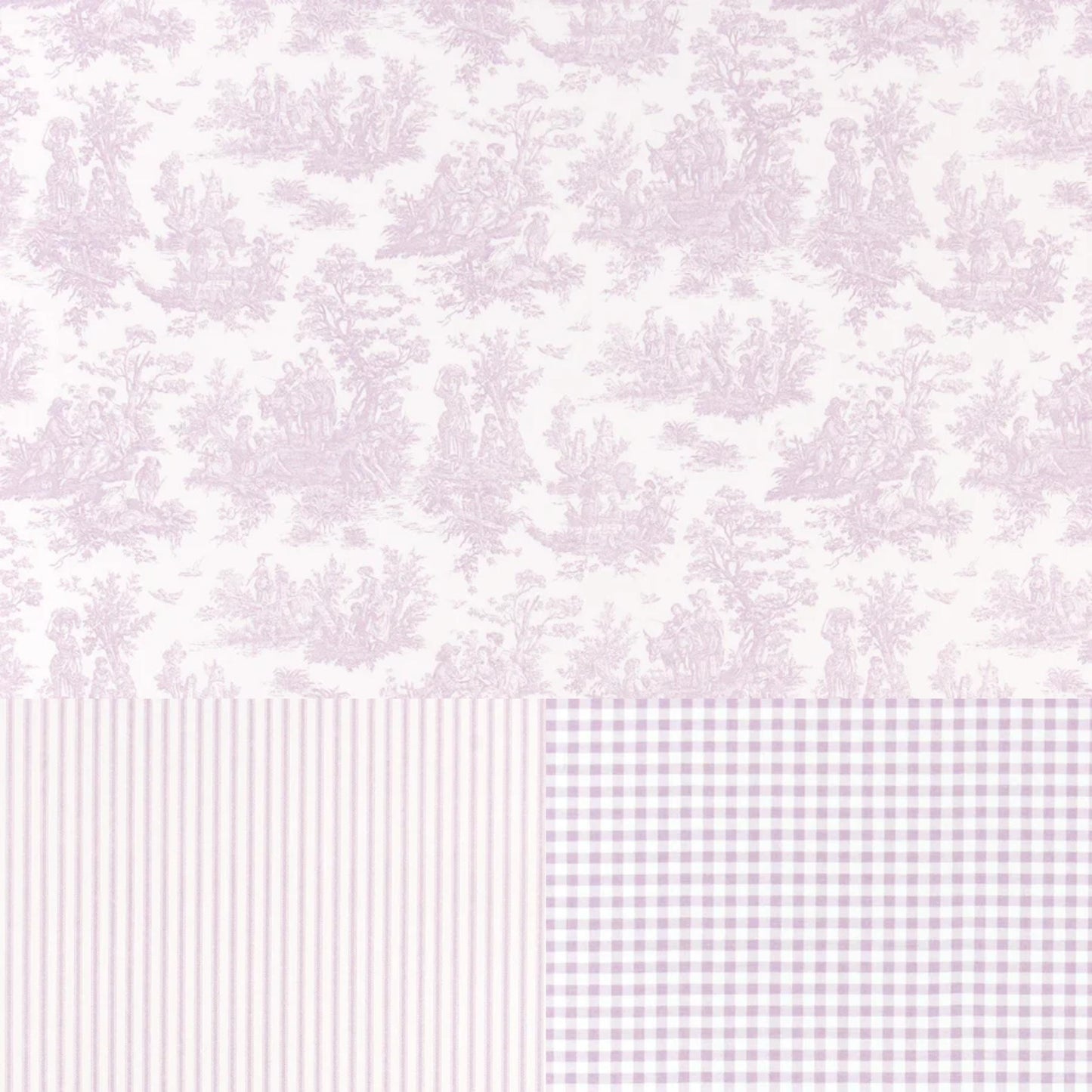 Lavender Toile and Gingham Fabric Bundle-Cotton Quilting & Sewing Fabric Set for Crafts & Home Decor