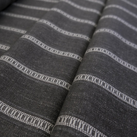 Brown Stripe Upholstery Fabric Large Scale Woven