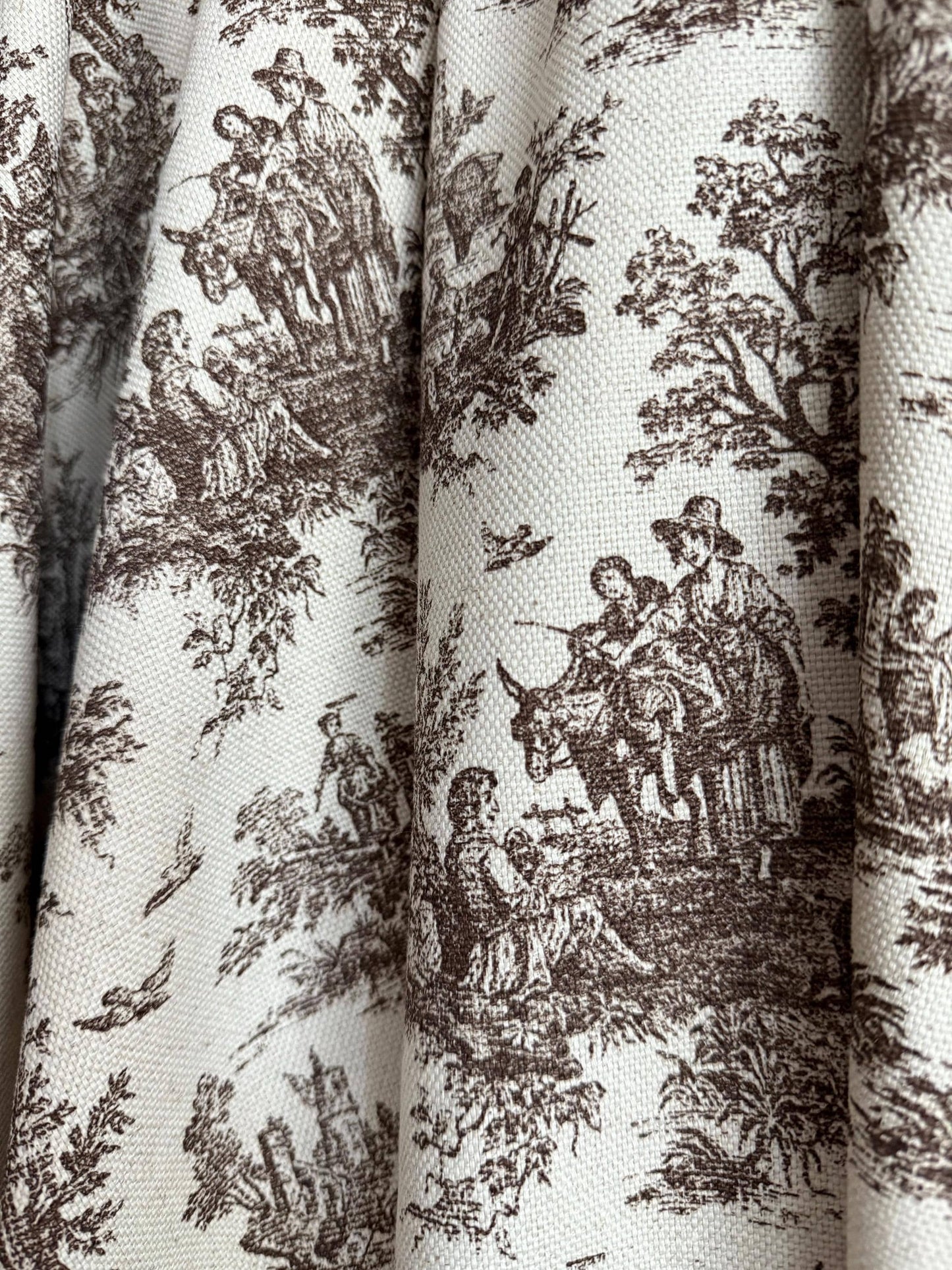 Brown Toile Cotton Fabric French Country Look