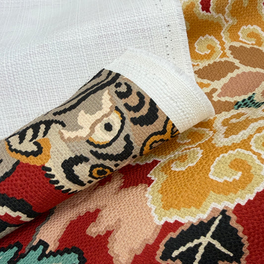 Red Tiger Print Fabric by the Yard