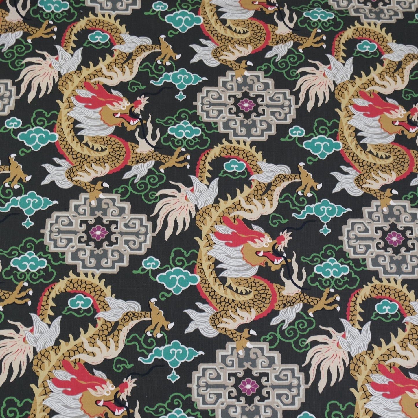 Zyrra Year of the Dragon Chinoiserie Fabric- Vibrant Chinese Dragon Print