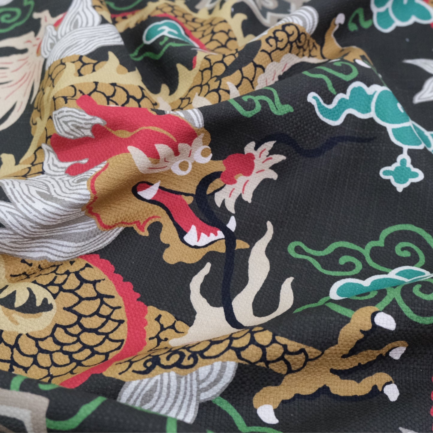 Zyrra Year of the Dragon Chinoiserie Fabric- Vibrant Chinese Dragon Print
