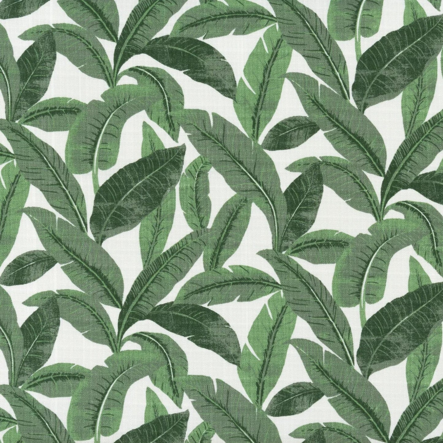 a repeating pattern of large green leaves on a white background.
