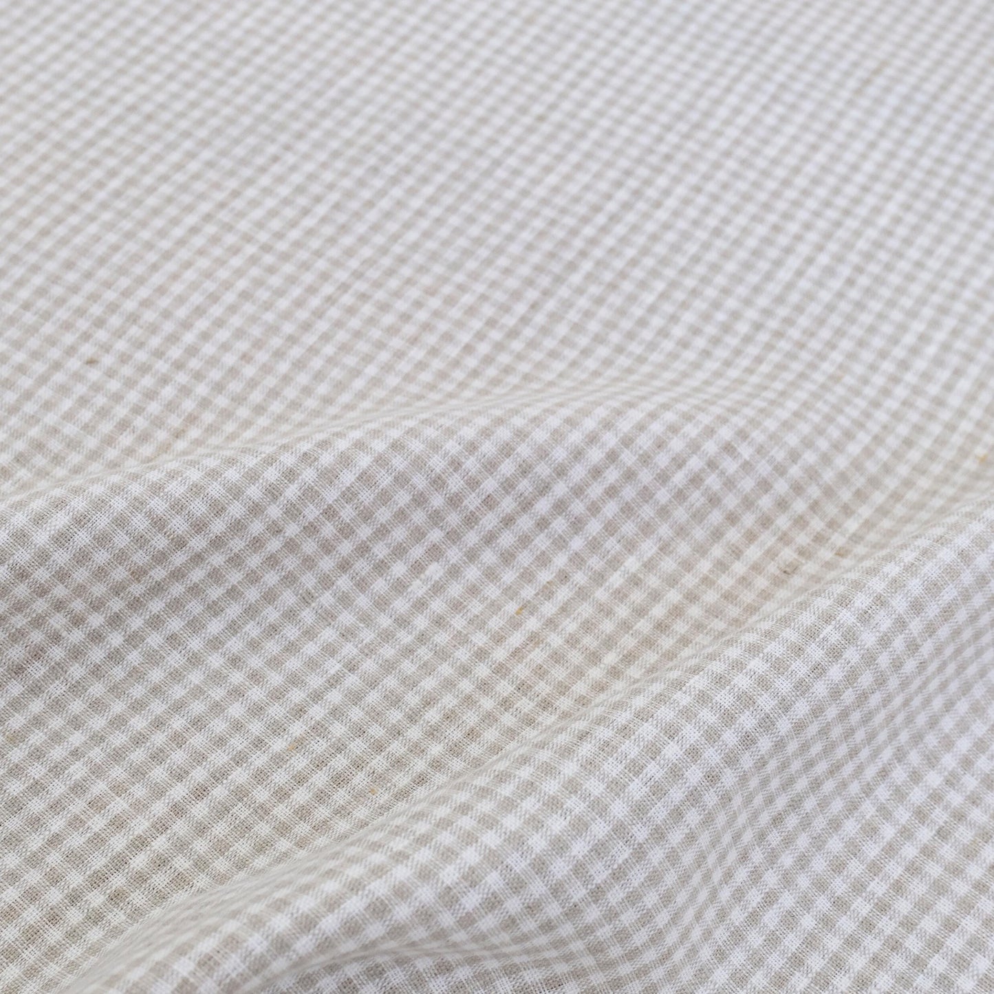 Beige and white check fabric for upholstery, sewing, and DIY crafts