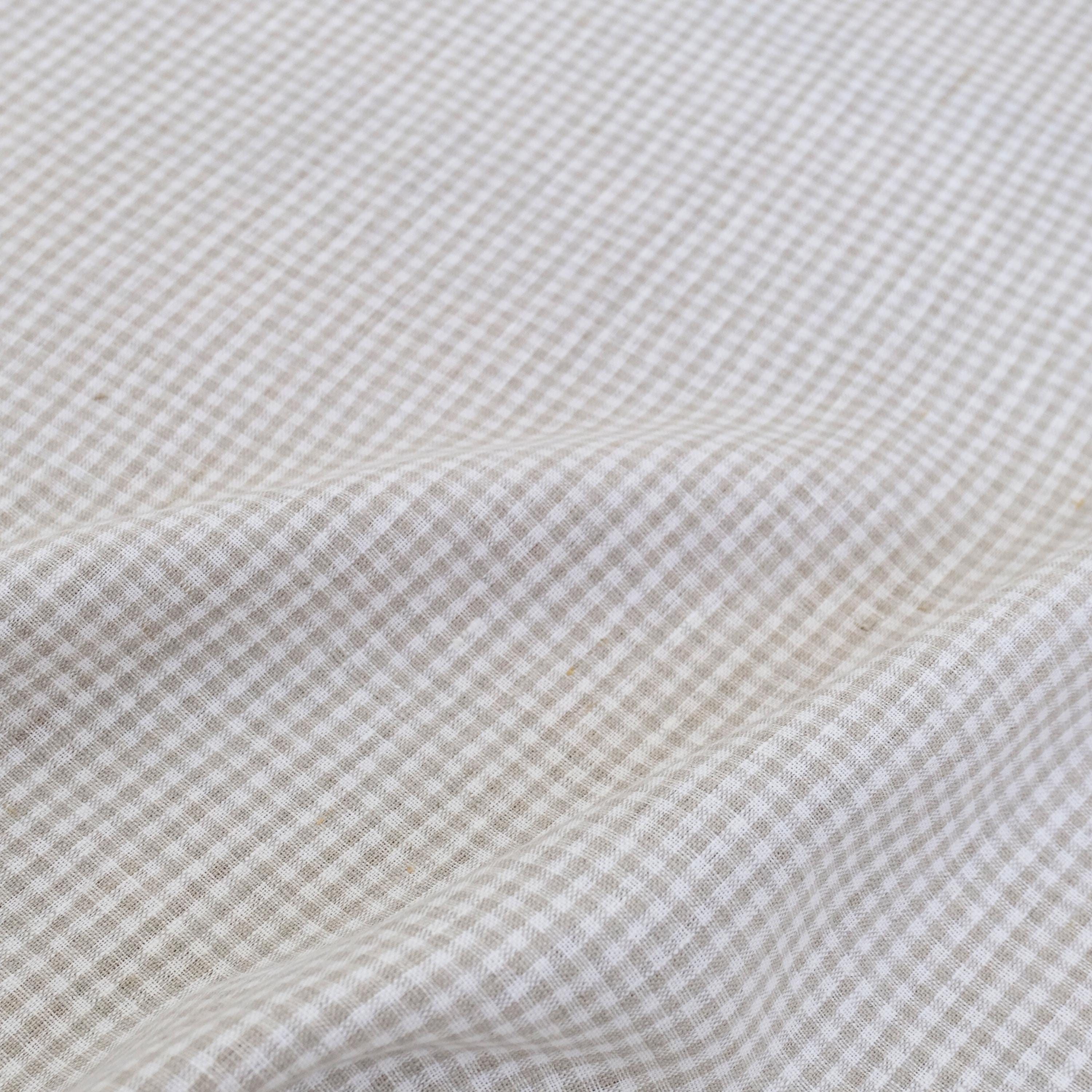 Beige and white check fabric for upholstery, sewing, and DIY crafts
