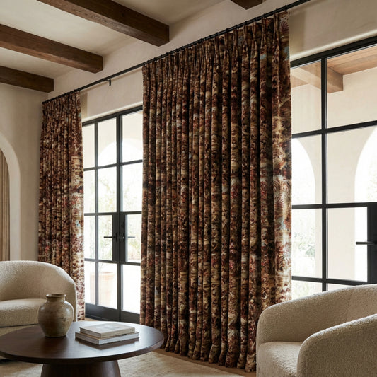 Warm Rose Scenic Forest Fabric by the Yard – Upholstery & Drapery Textile