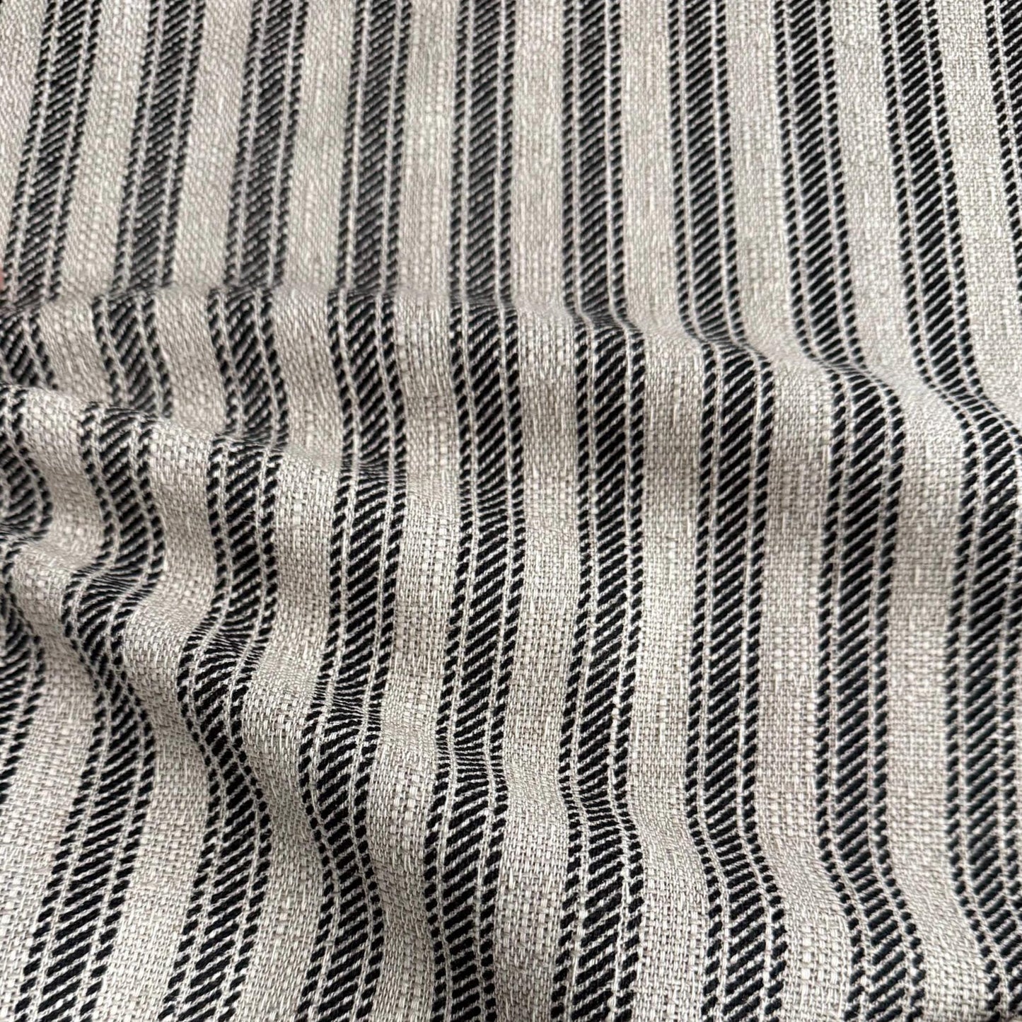 Rustic Black Ticking Stripe Fabric Upholstery Home Decor Pillow Sewing Project Modern Farmhouse Textile Vintage Traditional Look Material