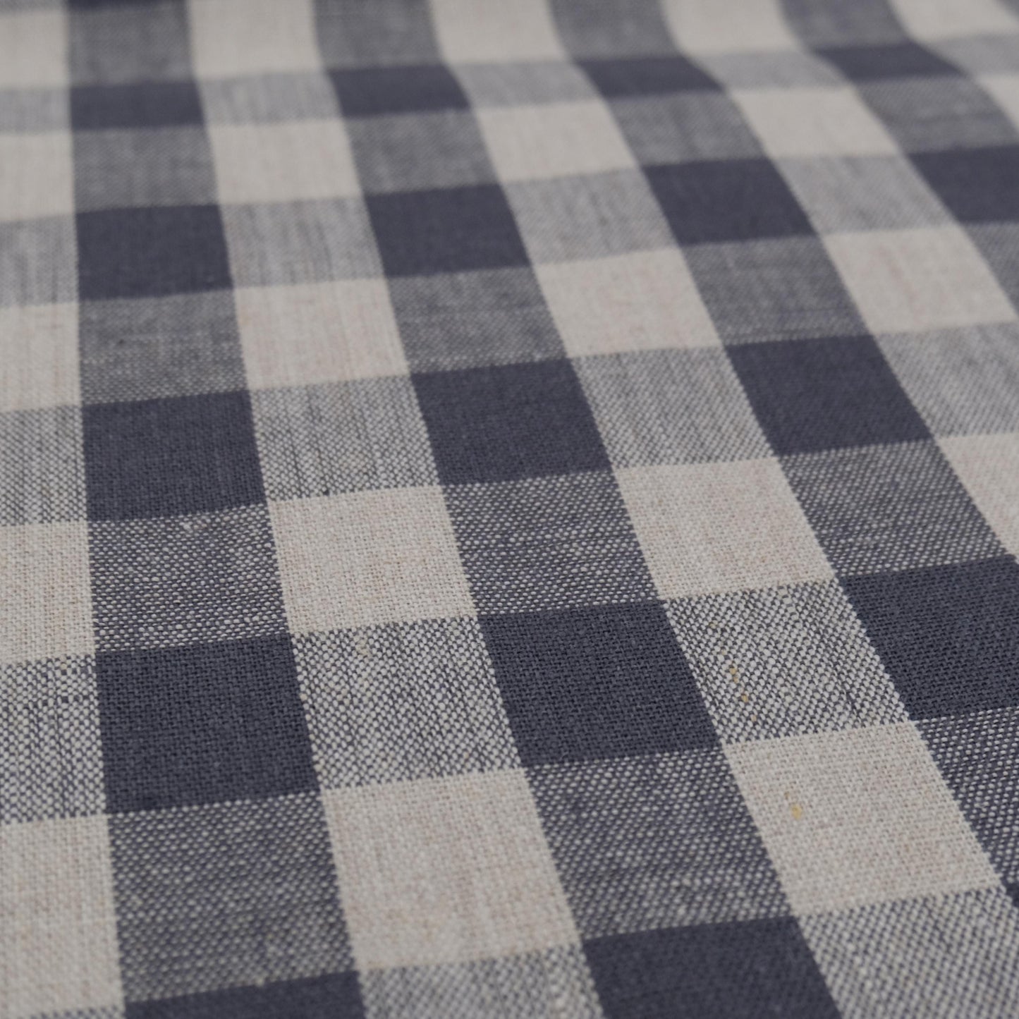 Gray Checkered Linen Fabric by the Yard