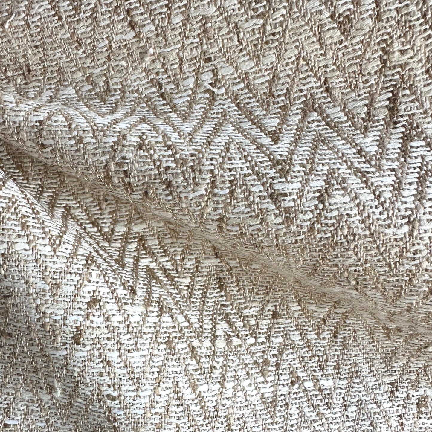 Cream Upholstery Fabric Chevron Weave Small Scale Texture Beige Textile Beige Home Project Yardage Furniture Drapery Pillow Couch Material
