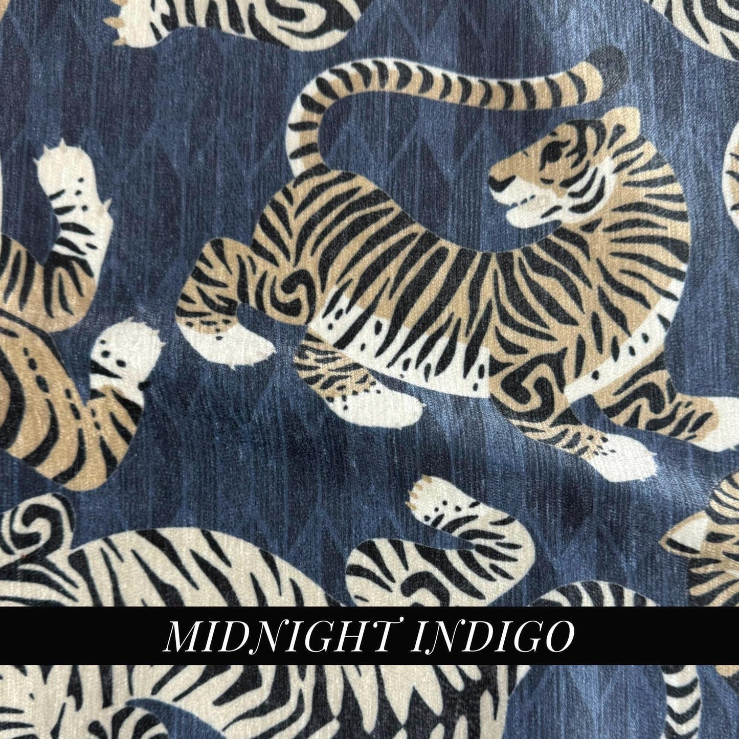 blue Exotic Designer Textile High-End Luxury Chenille Wild Feline Patterned Large Scale Tiger Print Home Decor Fabric