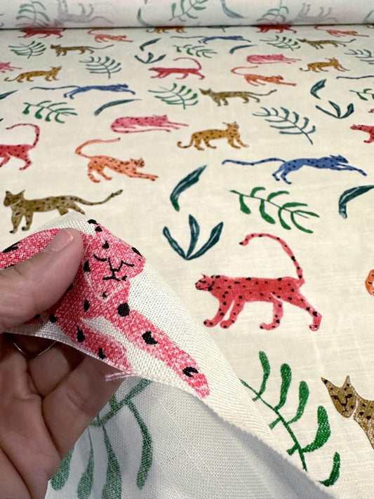 Tropical Fabric Leopard Cheetah Jaguar Print Cotton Safari Theme Fabric Jungle Nursery Decor Quilting Material Sewing Project Fabric Vibrant Animal Print