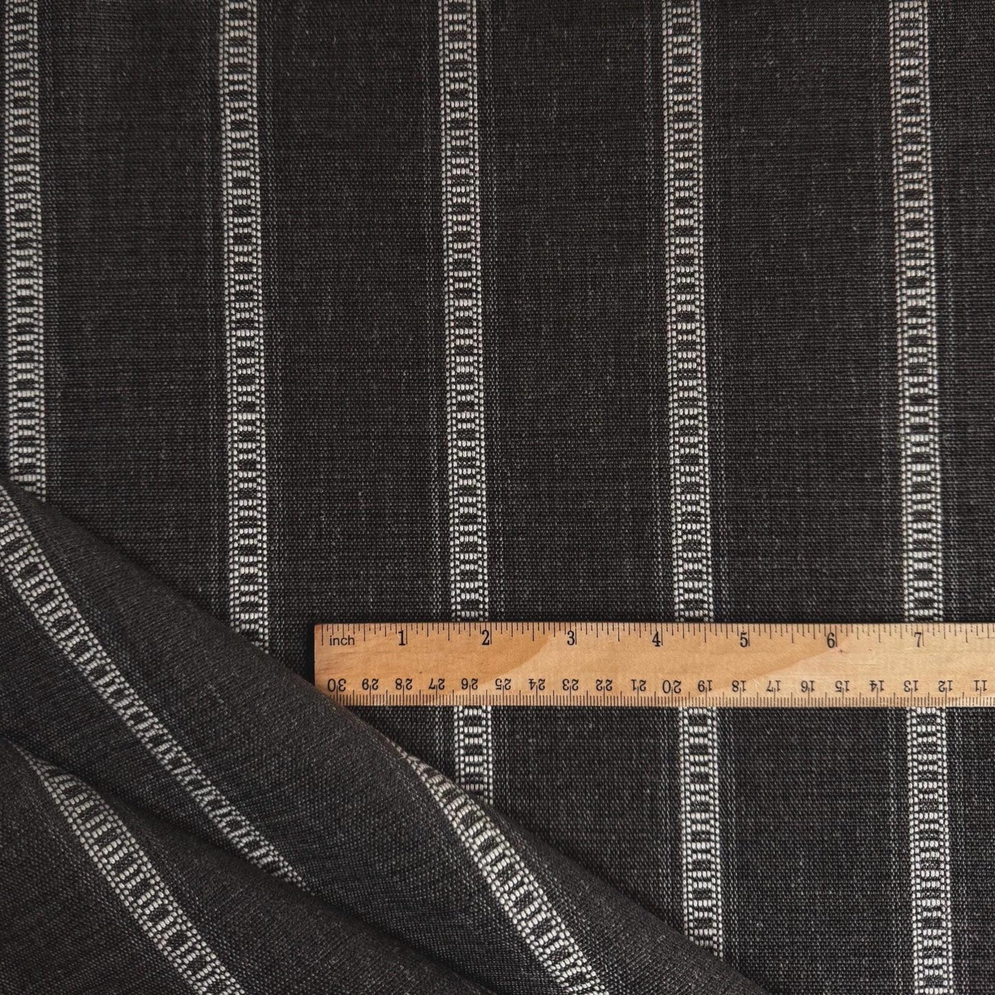 Ledger Driftwood Brown Stripe Upholstery Fabric - Large-Scale Striped Design