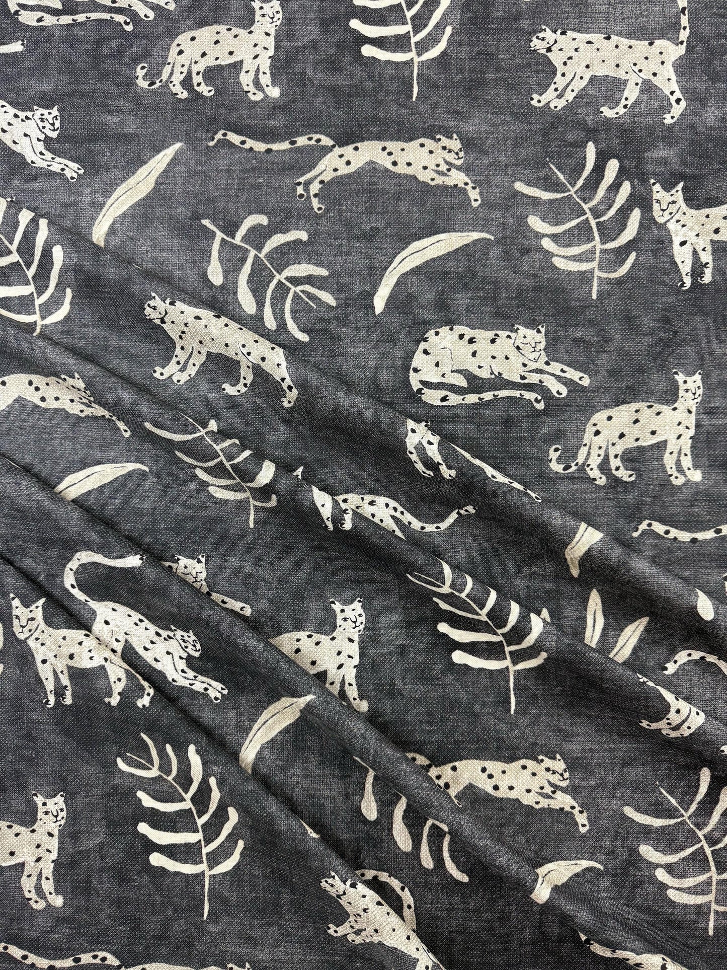 DIY Project Quilting Maximalist Charcoal Jungle Wildlife Upholstery Material
