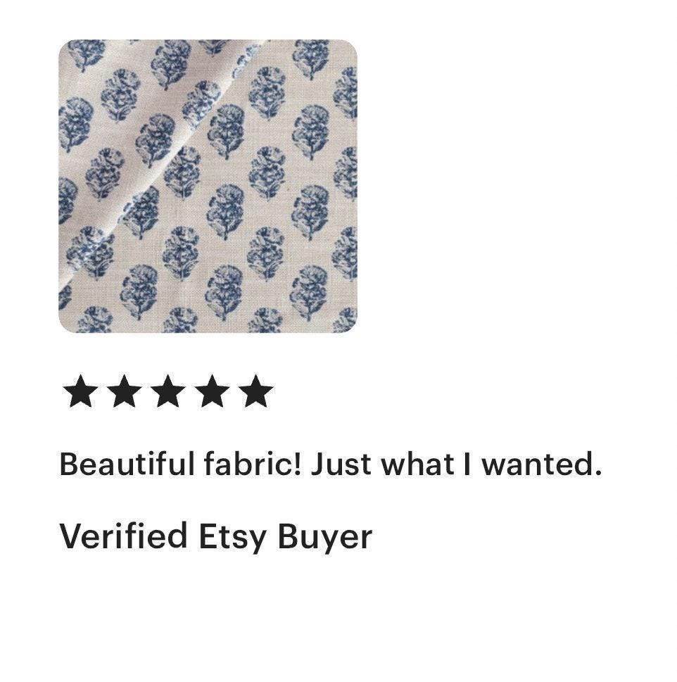 Indigo Sand Block Floral Print Upholstery Fabric by the Yard – Artisan Vintage Floral Cotton