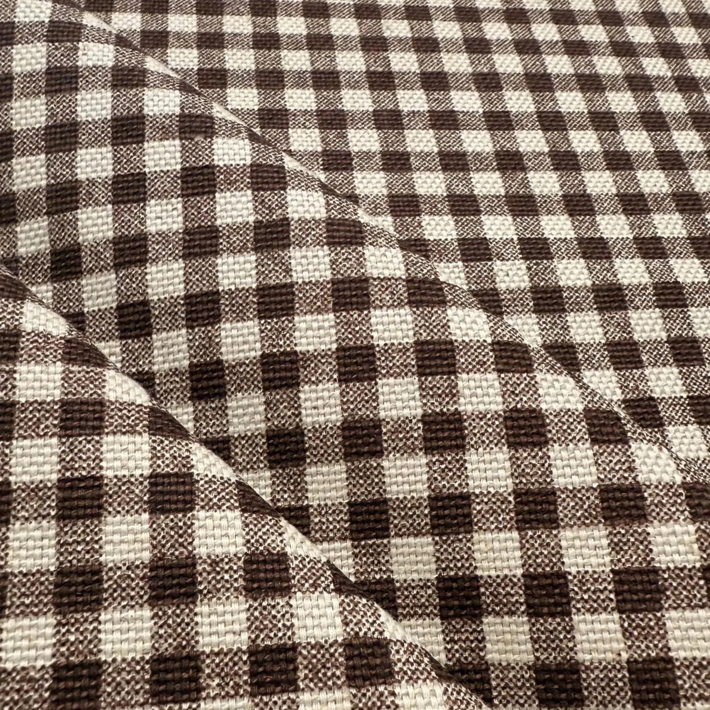 Rustic Brown Gingham Cotton Fabric – Checkered Fabric by the Yard