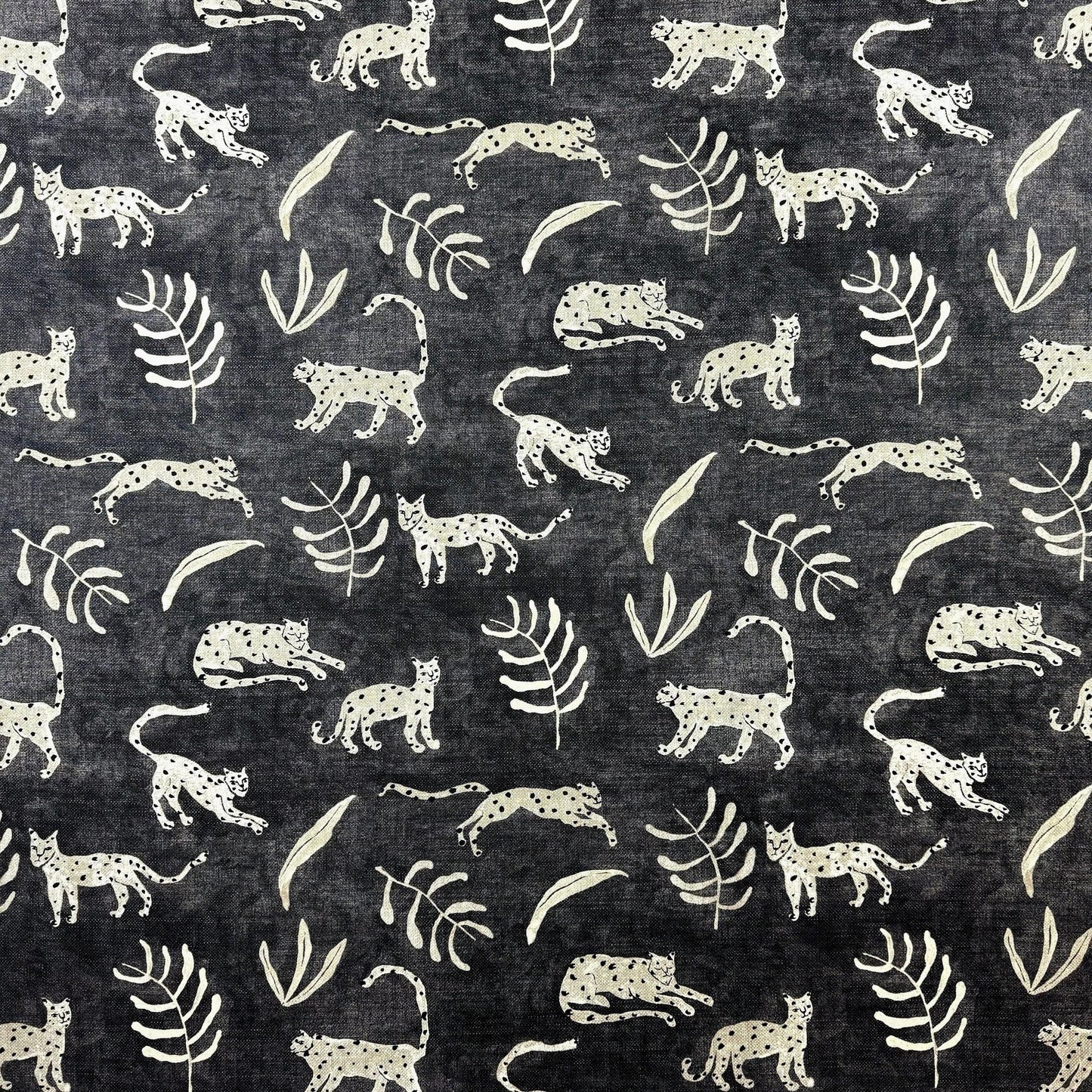 Wild Cat Fabric Neutral Safari Animal Print Pattern textile by yard