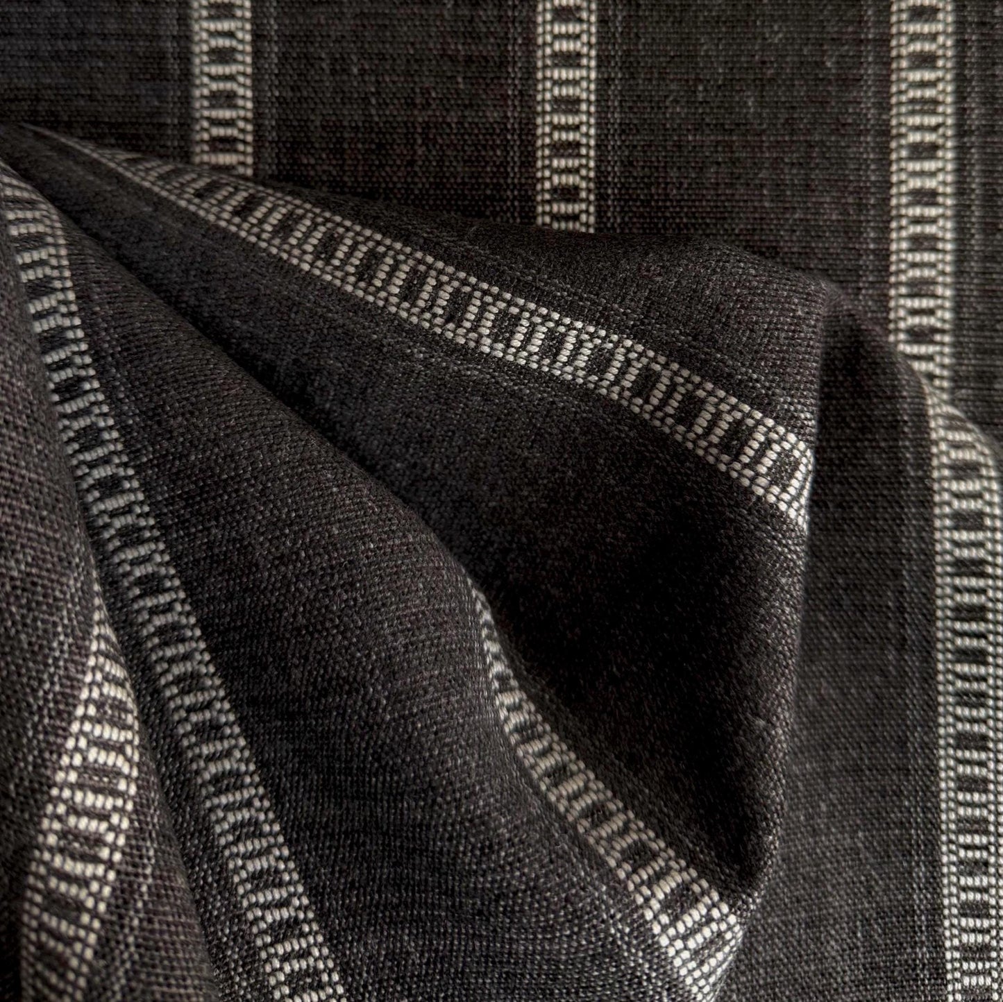 Ledger Driftwood Brown Stripe Upholstery Fabric - Large-Scale Striped Design