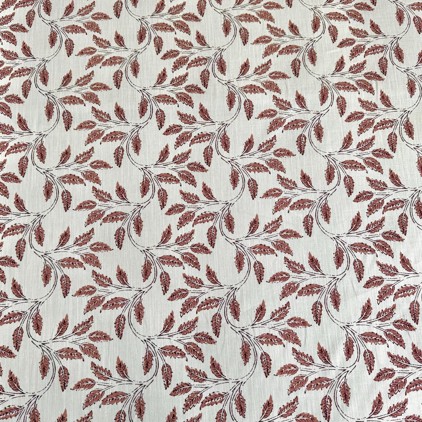 Sorrel Woodrose Deep Red Leaf Fabric - Burgundy Botanical Print