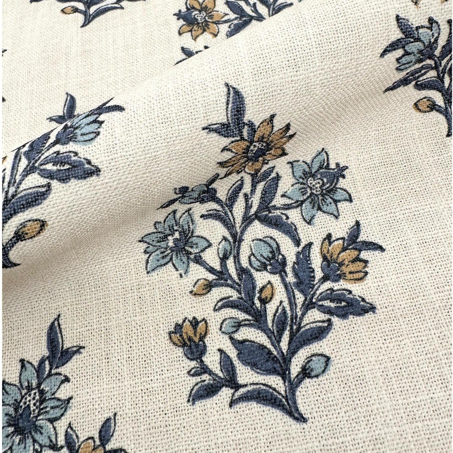 French Blue Patterned Fabric Floral Bouquet for Curtain Pillow Sewing Accent Home Decor Living Room Bedroom