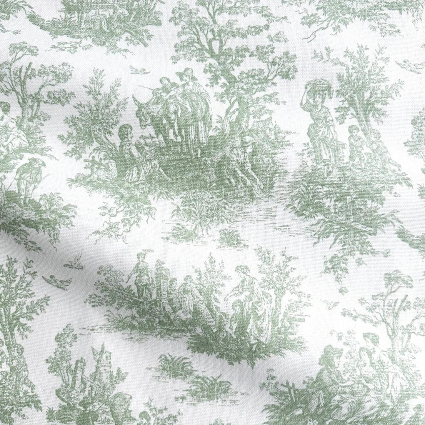 French Toile Floral Cotton Print Fabric – Vintage-Inspired Cotton by the Yard