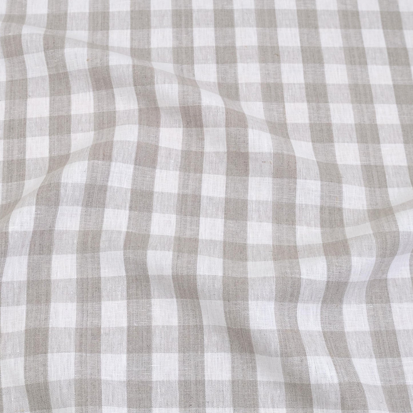 Taupe Checkered Linen Fabric by the Yard Neutral Gingham Drapery Fabric for Curtains Table Linens Farmhouse Decor Cottagecore Sewing DIY