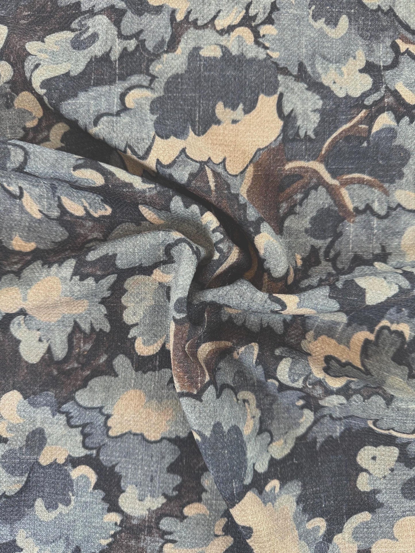 Blue Forest Canopy Drapery Fabric- Nature-Inspired Botanical Print for Curtains & Home Decor