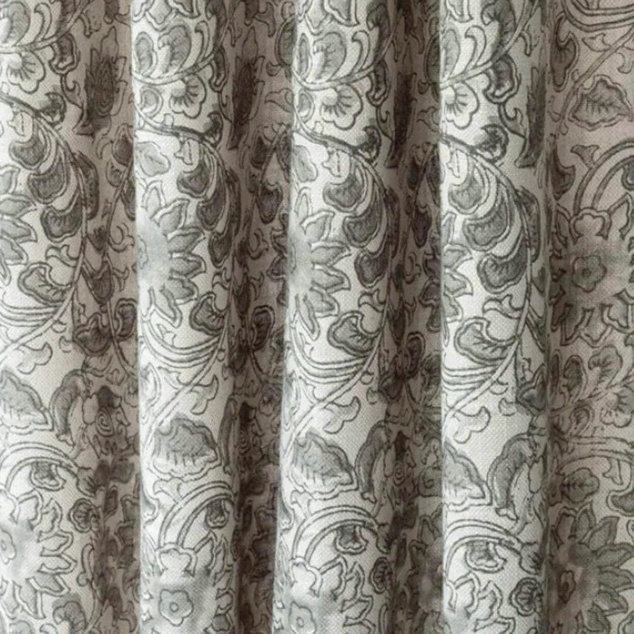 Gray Botanical Floral Fabric – Linen Cotton Blend for Drapery & Upholstery