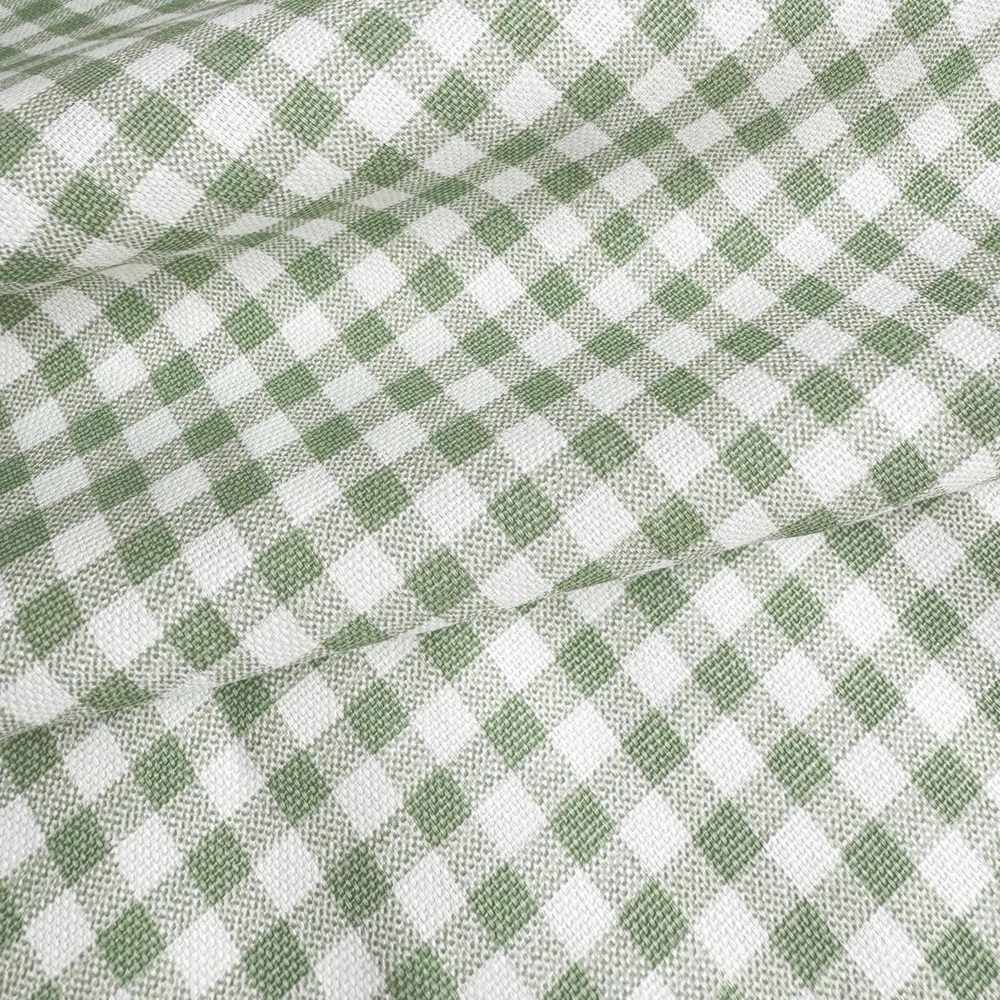 Sage Toile and Gingham Cotton Fabric - Cottagecore Kitchen Decor