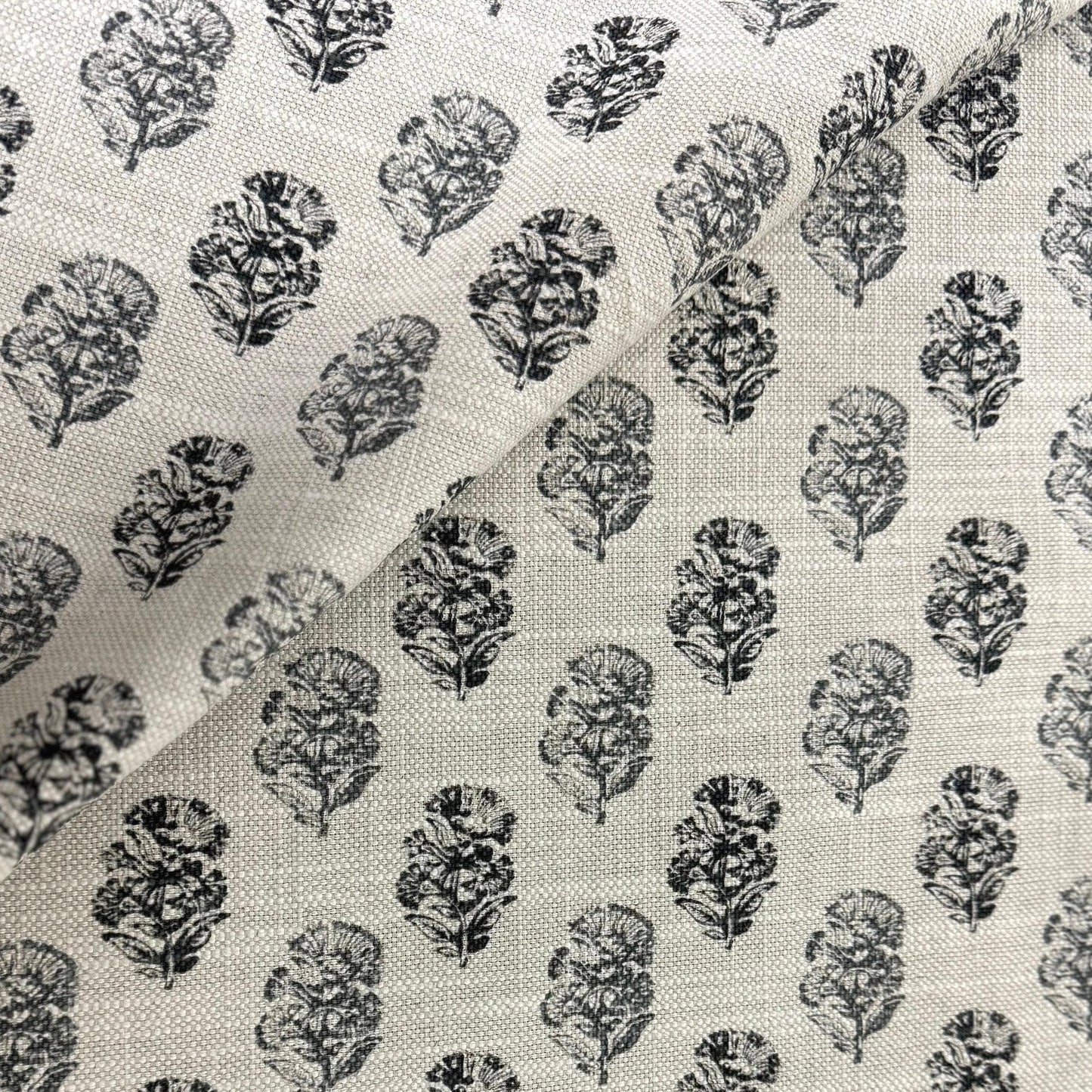 Block Print Flower Motif Black Floral Pattern