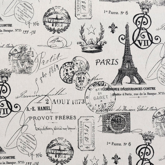 French Postmark Stamp Travel Fabric by Yard