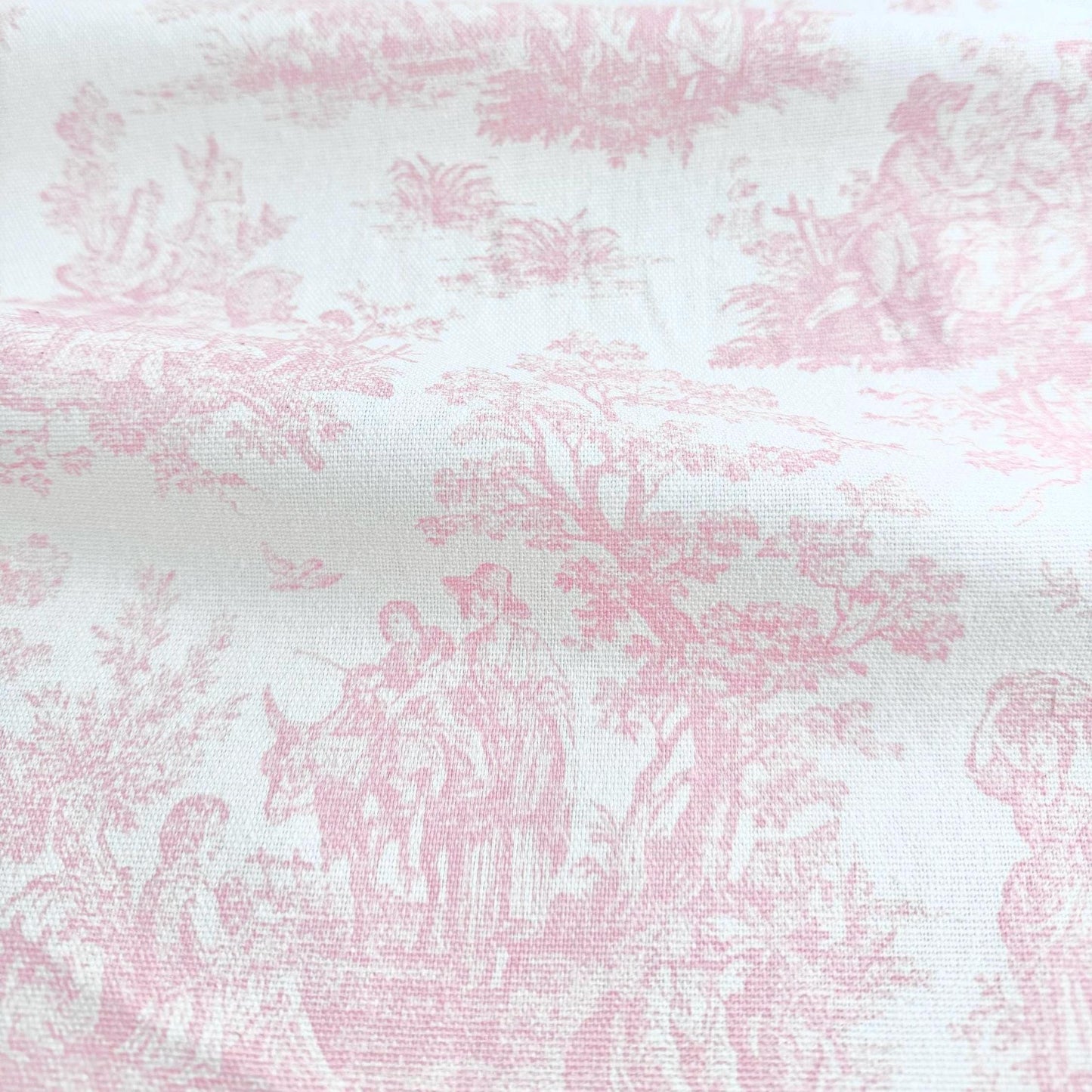 pink toile Fabric for Sewing Cafe Curtain Historical Print Fabric