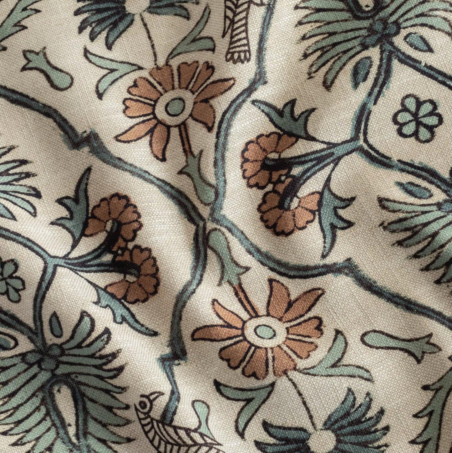Upholstery Textile French Blue Block Print Cloth Unique