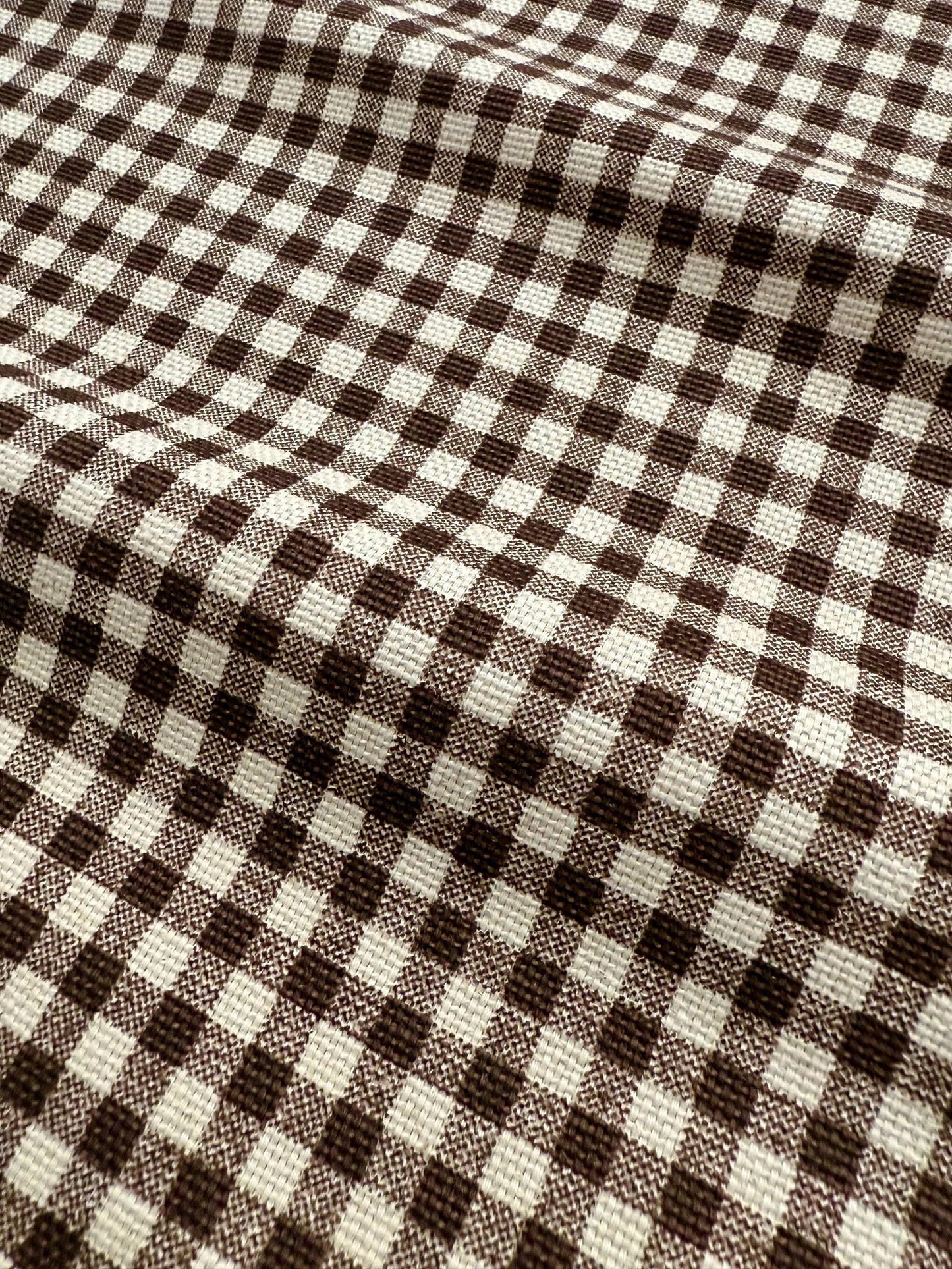 Warm Brown Gingham Check Fabric Rustic Look