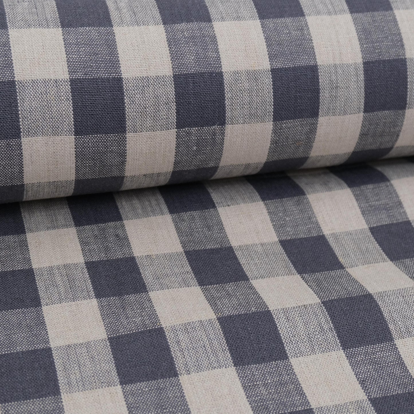 Gray Checkered Linen Fabric by the Yard
