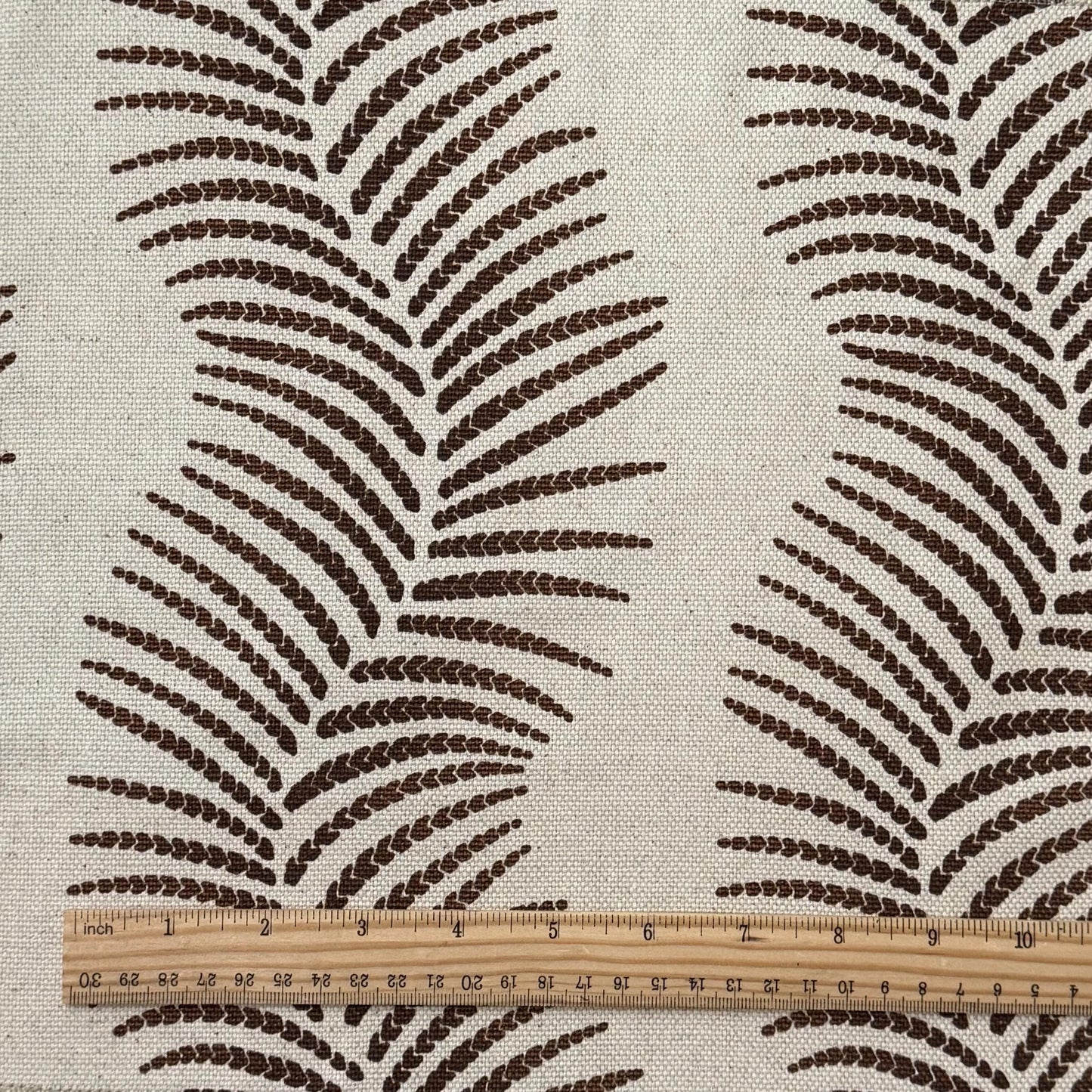 Brown Fern Leaf Print Upholstery Fabric – Nature-Inspired Botanical Design