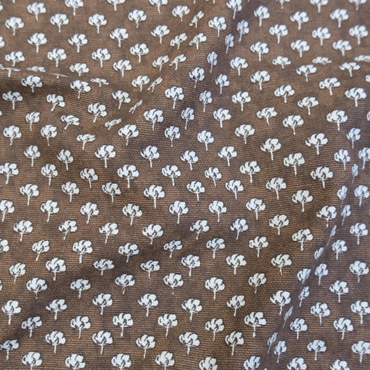Brown Small Floral Print Fabric by the Yard