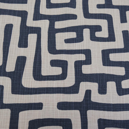 Tribal Maze Fabric by Yard Graphic Black Tan Abstract Print Slub Canvas