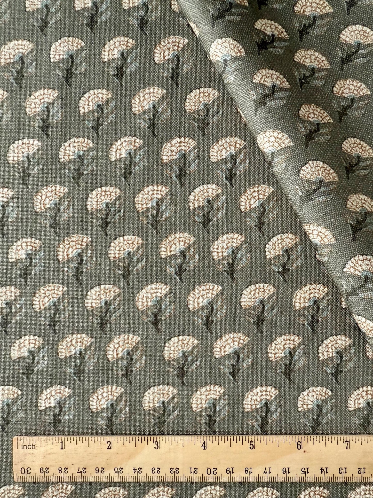 Bloomcrest Eucalyptus Small-Scale Sage Floral Block Print Fabric