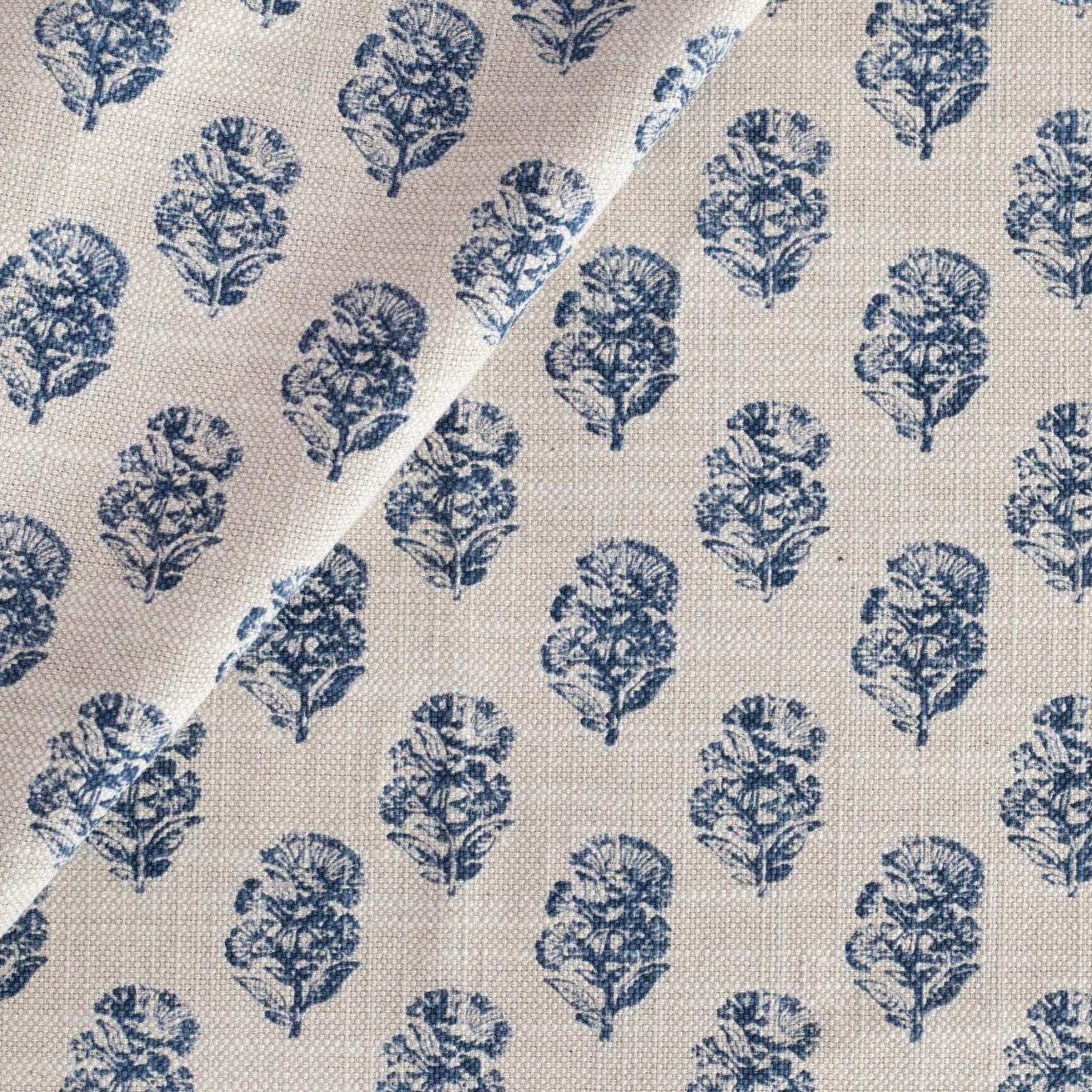 Indigo Sand Block Print Fabric Floral Pattern