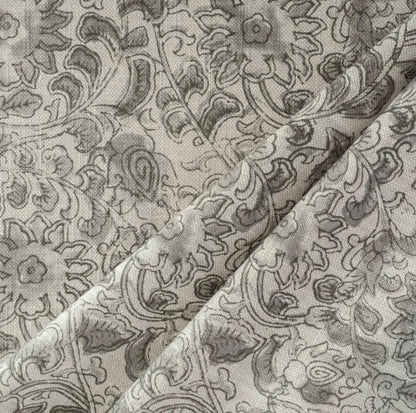 Gray Botanical Floral Fabric – Linen Cotton Blend for Drapery & Upholstery